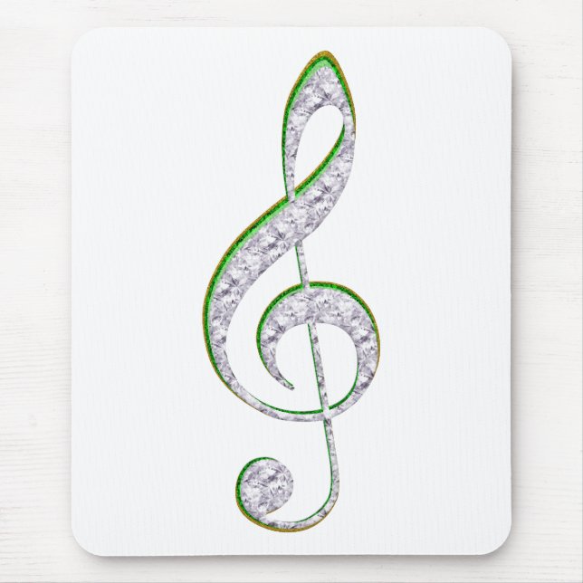 Tapis De Souris MUSIQUE Émeraude et diamant Clé Treble (Devant)