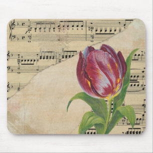 Tapis De Souris Musique victorienne vintage Tulips romantiques