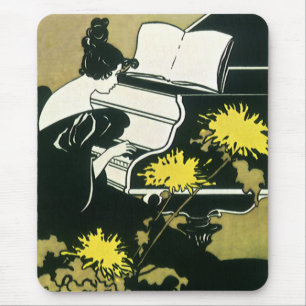 Tapis De Souris Musique vintage, Miss Traumerei jouant du piano, R