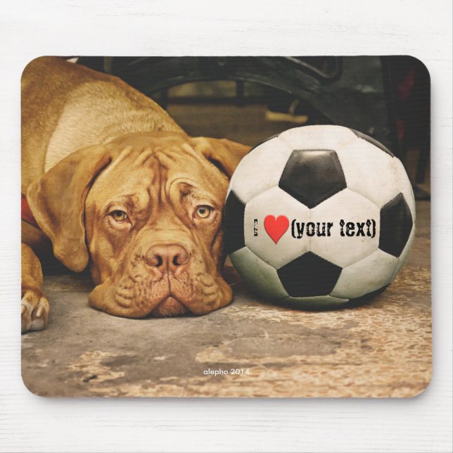Tapis De Souris My dog loves soccer and I love my dog (Devant)