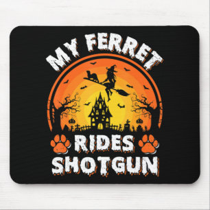 Tapis De Souris My Ferret Ride Witch Shotgun Fun Ferret Halloween
