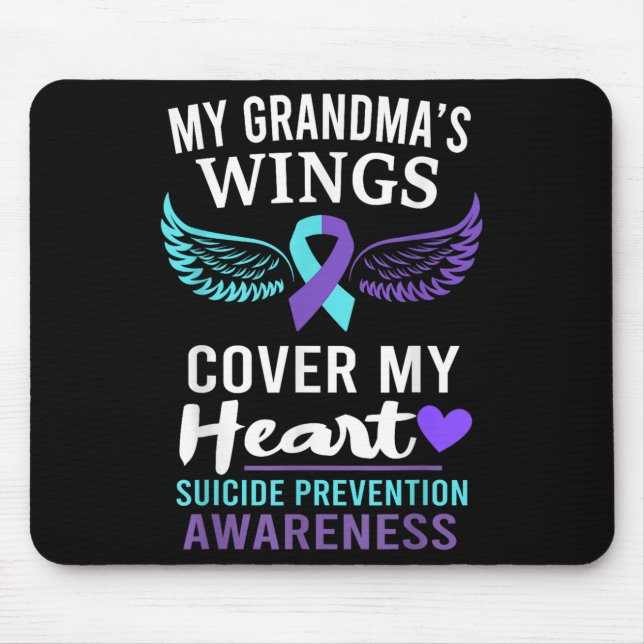 Tapis De Souris My Grandma's Wings Cover Heart Suicide Awareness R (Devant)