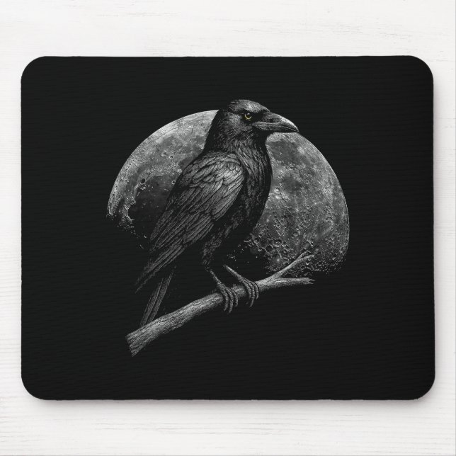 Tapis De Souris Mystic Raven Moon Dark Folklore Witchcraft Viking  (Devant)