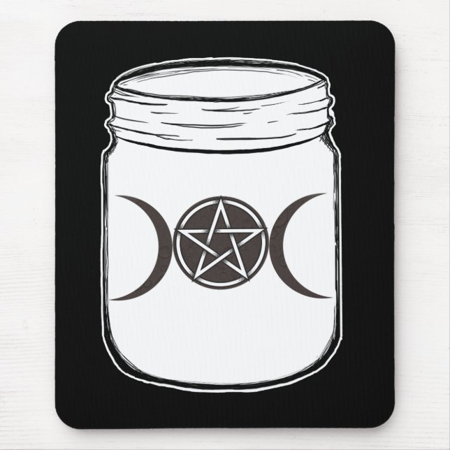 Tapis De Souris Mystical Magic Moons Triple Déesse Mason Jar (Devant)