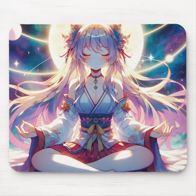 Tapis De Souris Namaste Anime Girl Meditating (Devant)