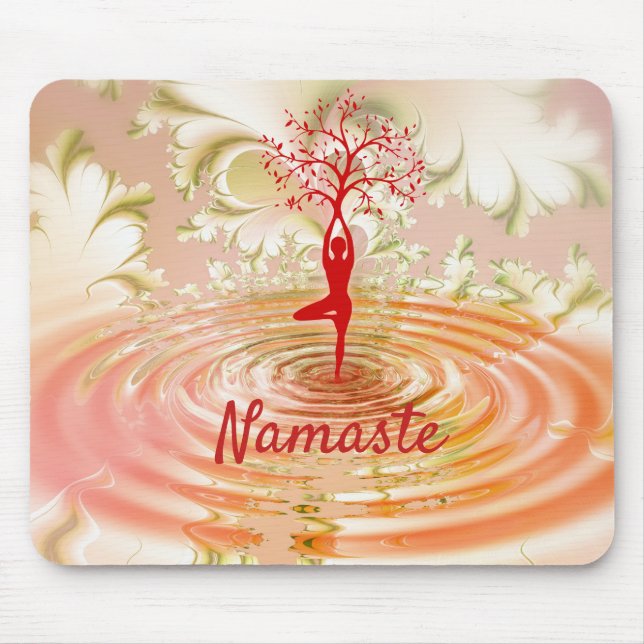 Tapis De Souris Namaste Citation Yoga Arbre de vie Zen (Devant)