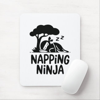 Tapis De Souris Napping Ninja - Ninja Sleepy mignonne Art Drôle Sl