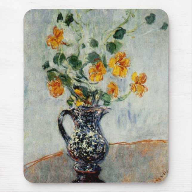 Tapis De Souris Nasturtiums dans un vase bleu de Monet (Devant)