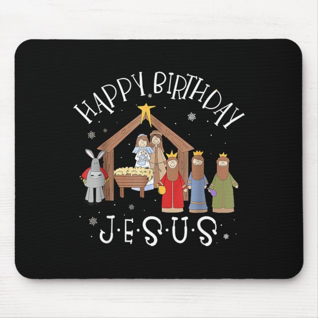 Tapis De Souris Nativity Happy Birthday Jesus Christmas Nativity C (Devant)