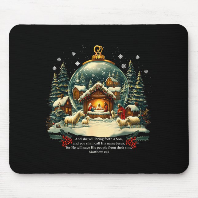 Tapis De Souris Nativity Ornament Christmas Scene Matthew 1_21  (Devant)