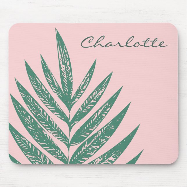 Tapis De Souris Nature botanique Tropical Rose Vert Personnalisé (Devant)