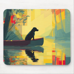 Tapis De Souris Nature Minimaliste Canot Labrador Noir