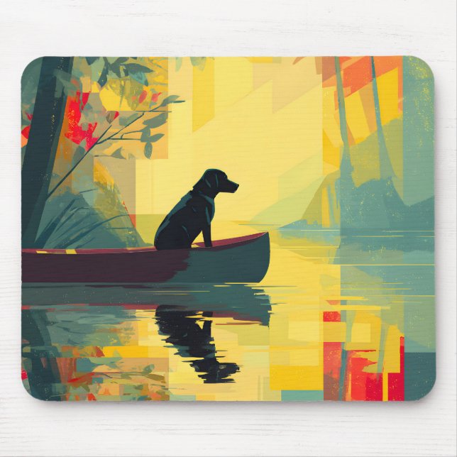 Tapis De Souris Nature Minimaliste Canot Labrador Noir (Devant)