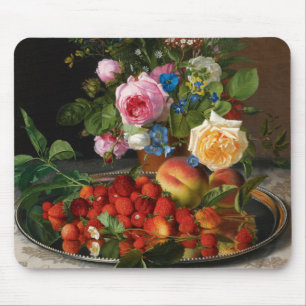 Tapis De Souris Nature morte Roses et fraises par Otto Ottesen