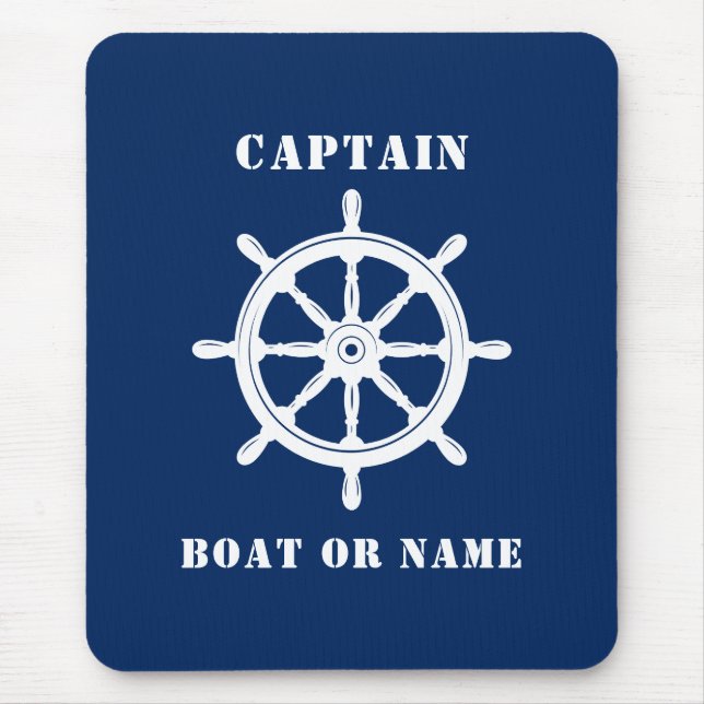 Tapis De Souris Navire nautique Capitaine et Bateau ou nom Marine (Devant)