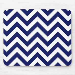 Tapis De Souris Navy Blue and White Large Chevron Zig Zag