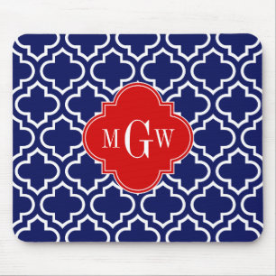 Tapis De Souris Navy Whats Moroccan #6 Red 3 Monogramme initial