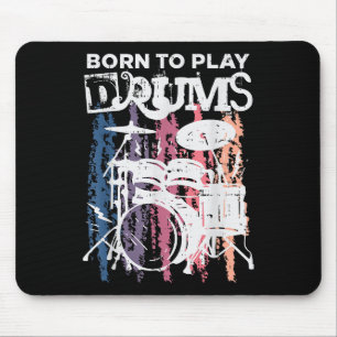 Tapis De Souris Né Pour Jouer Drumming Rock Music Band Drumme