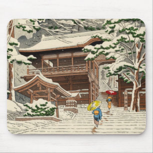 Tapis De Souris Neige d'Asano Takeji dans l'art de hanga de tibia