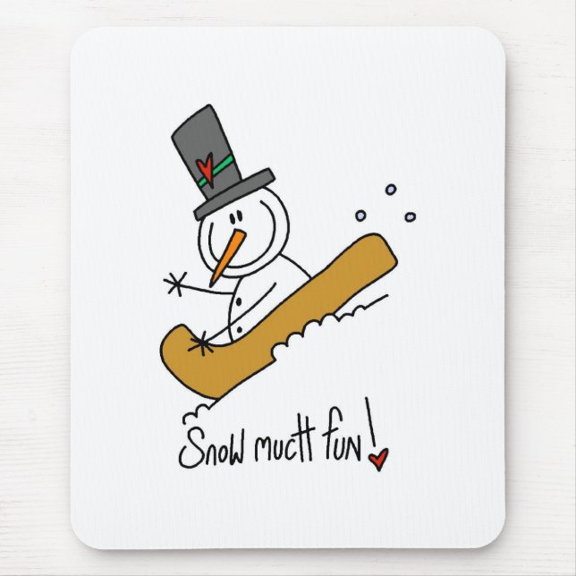 Tapis De Souris Neige de bonhomme de neige beaucoup d'amusement (Devant)