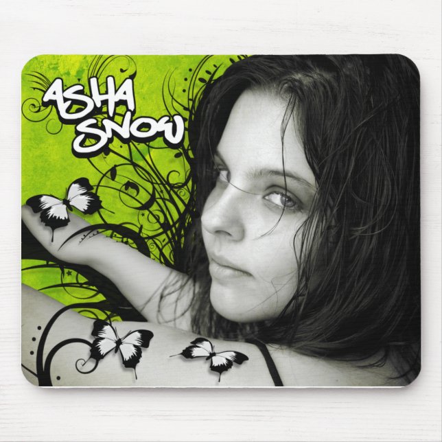 Tapis De Souris Neige Mousepad d'Asha : Papillons verts (Devant)