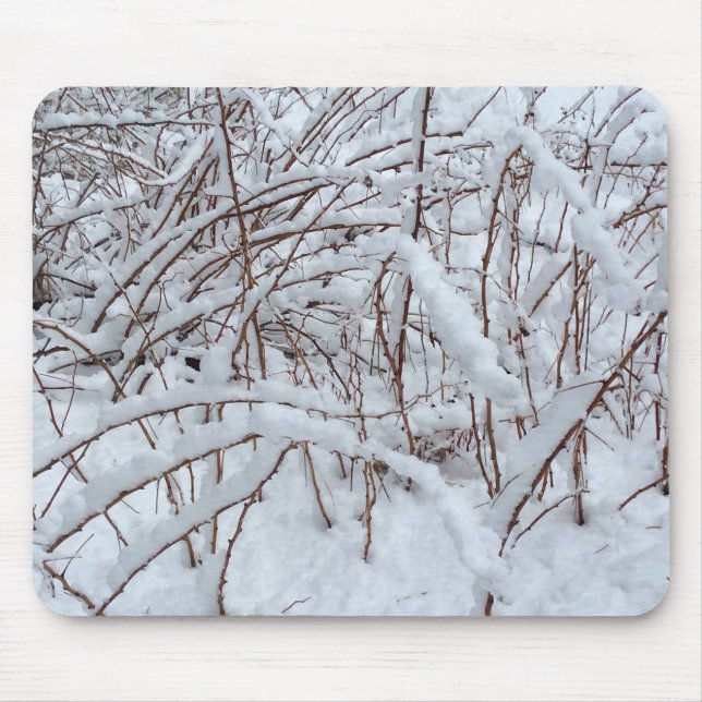 Tapis De Souris Neige sur une patte de framboise — (Devant)
