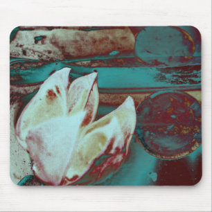 Tapis De Souris Nénuphar artistique rouge et bleu