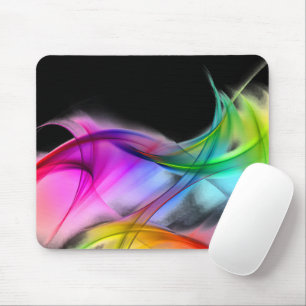 Tapis De Souris Neon Arc-en-ciel Abstrait sur noir