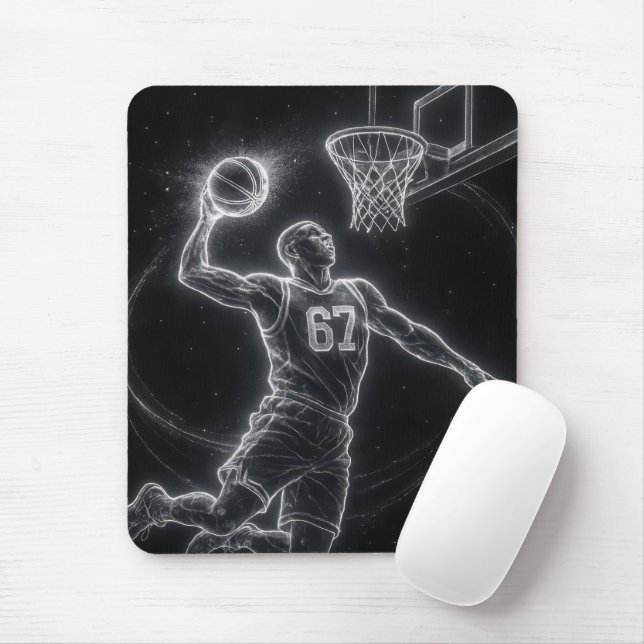 Tapis De Souris Neon Basketball Player Number 67 (Avec souris)