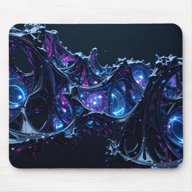 Tapis De Souris Neon Nexus : Structure Techno-Organique Intertissé (Devant)