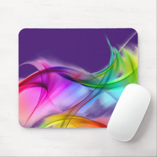 Tapis De Souris Neon Rainbow Abstrait Sur Violet