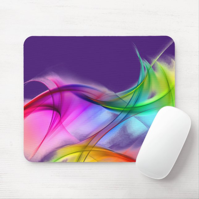 Tapis De Souris Neon Rainbow Abstrait Sur Violet (Avec souris)