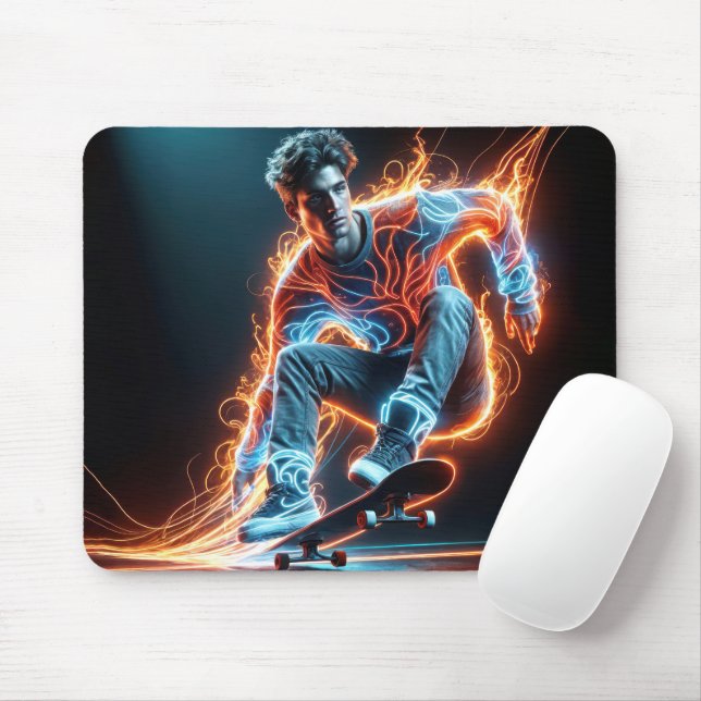 Tapis De Souris Neon Skateboarder (Avec souris)