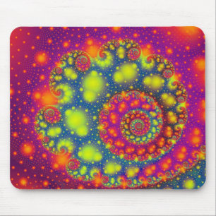 Tapis De Souris Neon Spiral Psychédélique Art Décoratif Abstrait