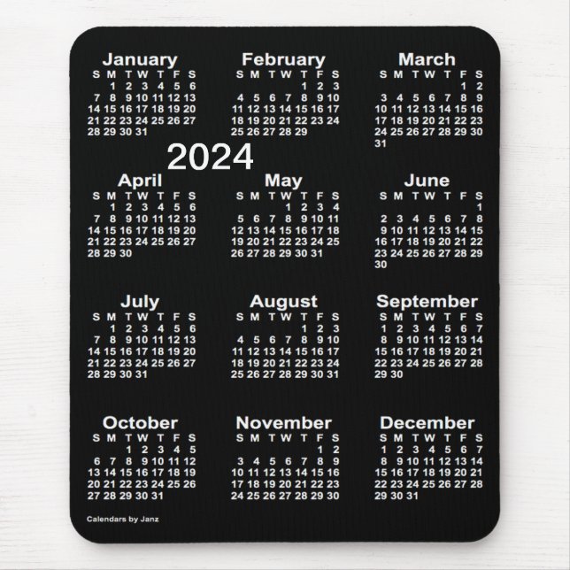 Tapis De Souris Neon White 2024 - Calendrier d'impression par Janz (Devant)