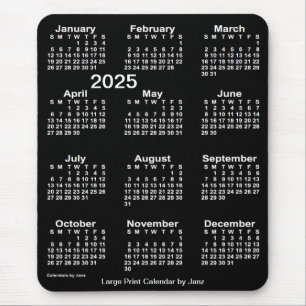 Tapis De Souris Neon White 2025 - Calendrier d'impression grand fo