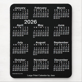 Tapis De Souris Neon White 2026 - Calendrier d'impression par Janz