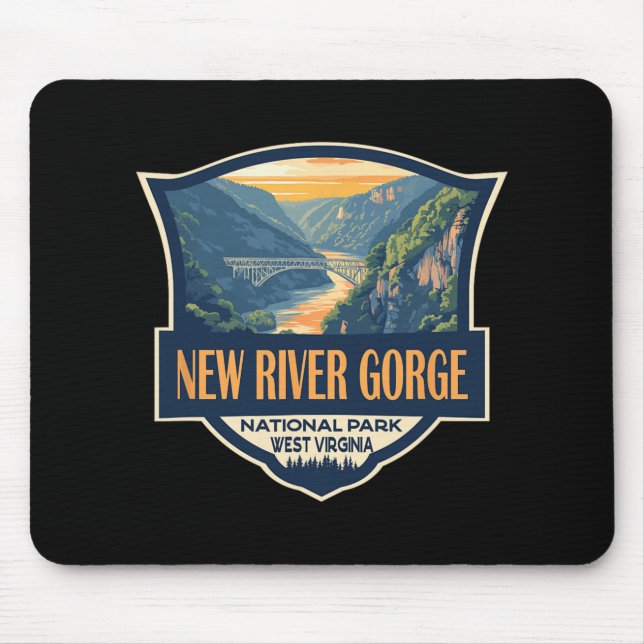 Tapis De Souris New River Gorge National Park Illustration Retro B (Devant)