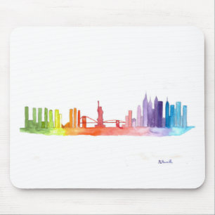 Tapis De Souris NEW YORK CITY skyline aquarelle coloré tendance