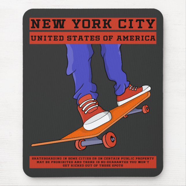 Tapis De Souris New York City, USA Cool Skateboard (Devant)