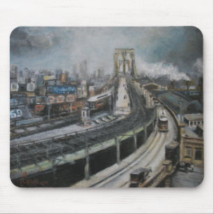 Tapis De Souris New York City vintage peignant le pont de Brooklyn