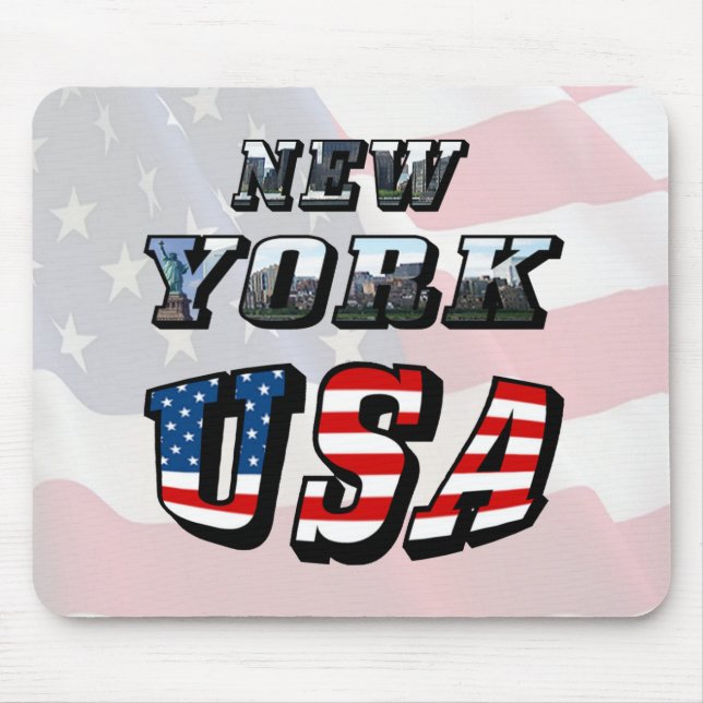 Tapis De Souris New York Picture et USA Text (Devant)