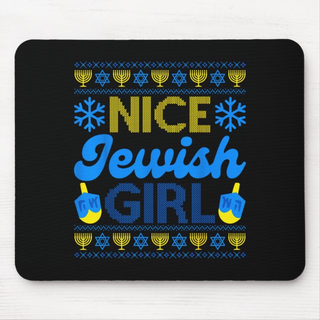 Tapis De Souris Nice Jewish Girl Ugly Happy Hanukkah Sweater Chanu (Devant)