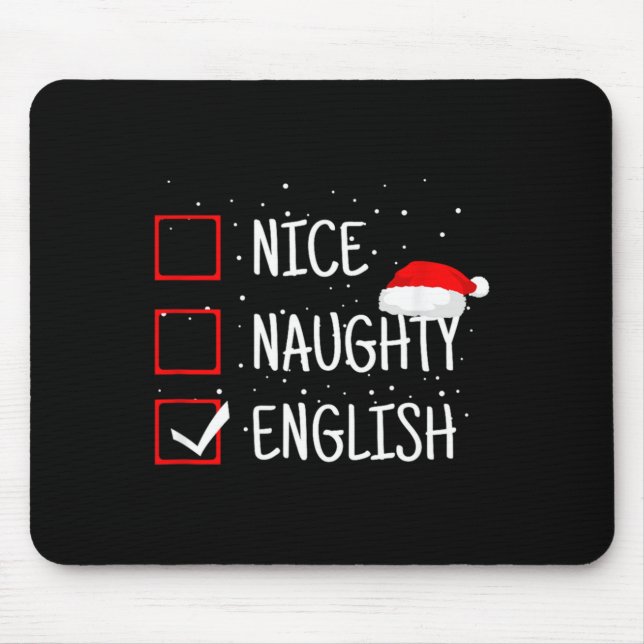 Tapis De Souris Nice Naughty English Christmas Checklist Funny Eng (Devant)