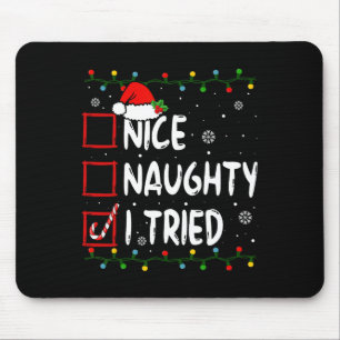 Tapis De Souris Nice Naughty I Trié Liste de Noël Père Noël Fu