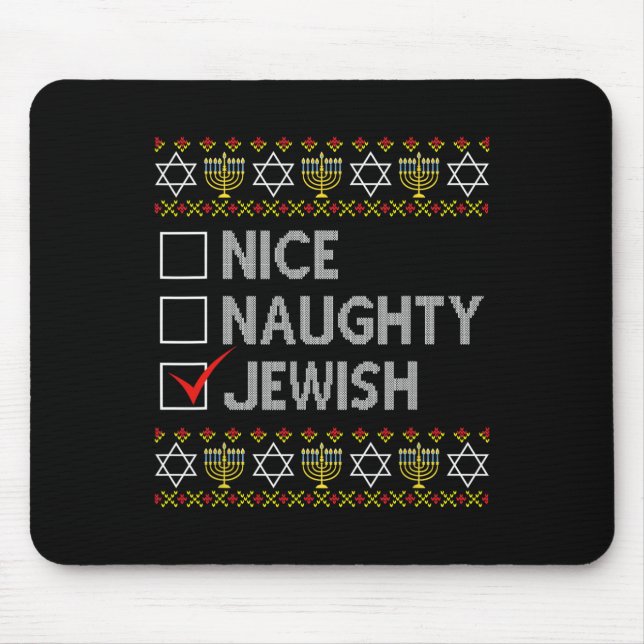 Tapis De Souris Nice Naughty Juif Laide Hanoukka Sweater Funny Ch (Devant)