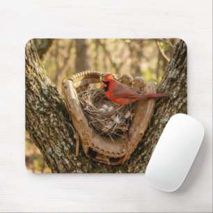 Tapis De Souris Nid de cardinal dans un gant de baseball