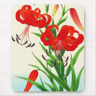 Tapis De Souris Nishimura Hodo Tiger Lilies shin hanga fleurs