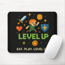 Niveau Haut Gamer Mousepad - Retro Pixel Art Desig
