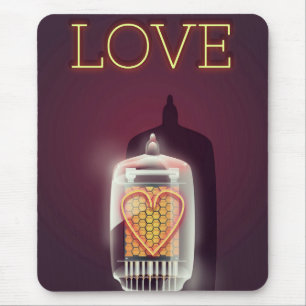 Tapis De Souris Nixie Tube 'Love' poster vintage